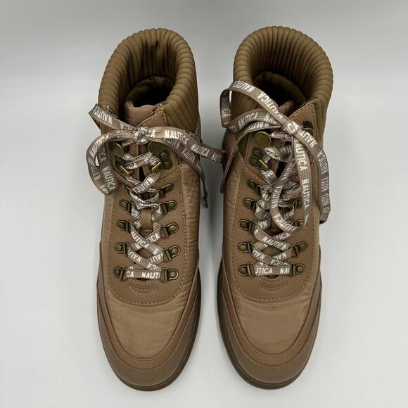 Vintage Y2K Nautica Lace Up Sabra Ankle Boots Booties Combat Tan Womens Size 8.5 - Picture 6 of 16